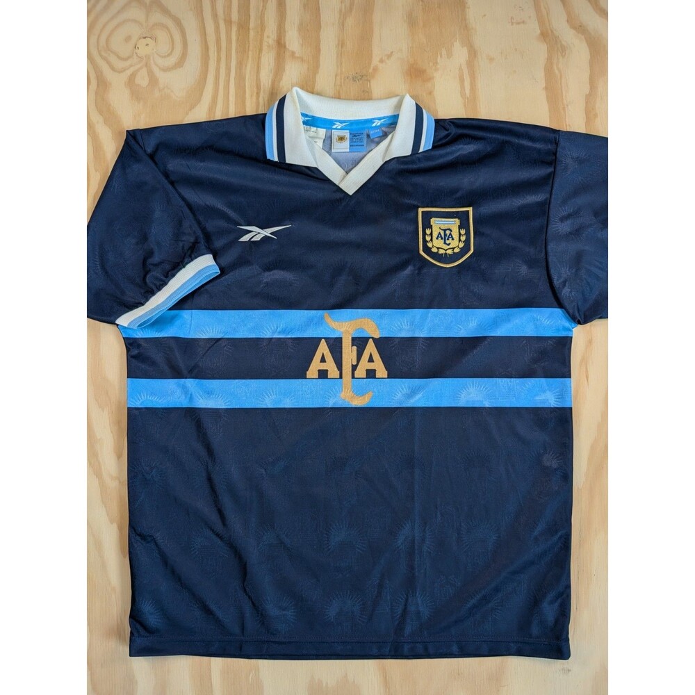 Vintage 1999 Argentina Away Soccer Jersey Reebok AFA Made in UK Mens L 42/44